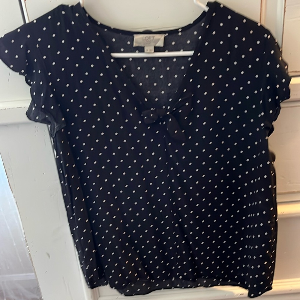 Loft outlet flutter sleeve polka dot blouse (petite)